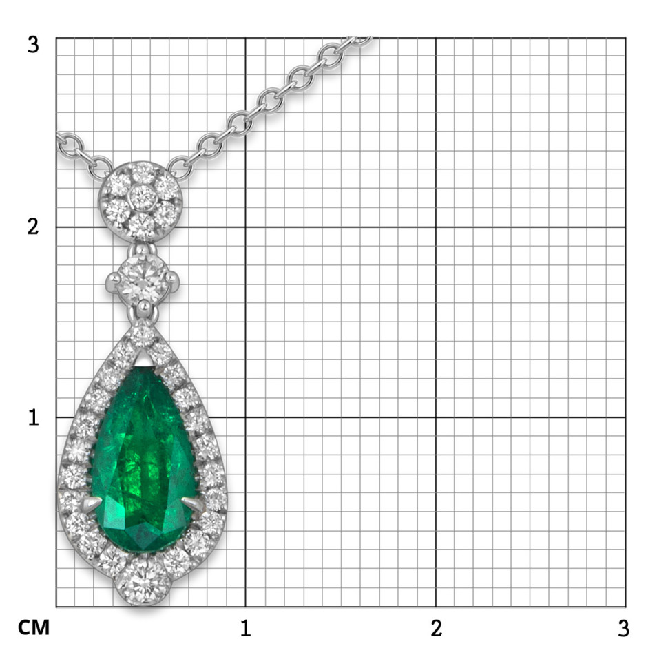 Колье из белого золота с изумрудом и бриллиантами 