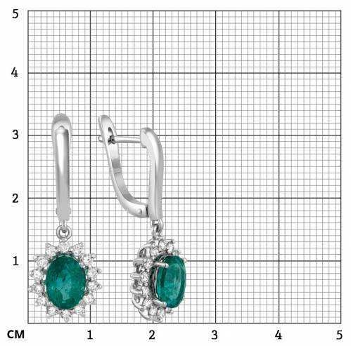 Серьги из белого золота с бриллиантами и изумрудами