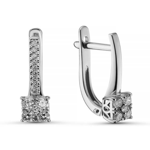 Серьги из белого золота с бриллиантами  (063782)