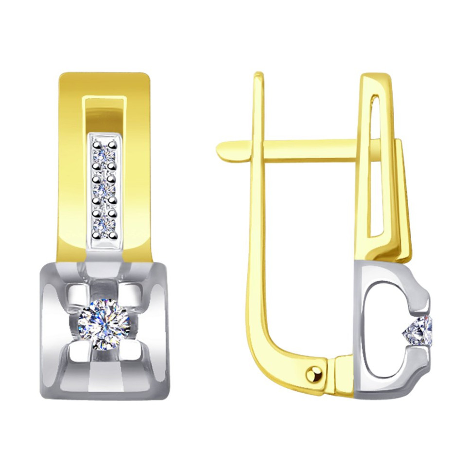 Серьги из комбинированного золота с бриллиантами (043895)