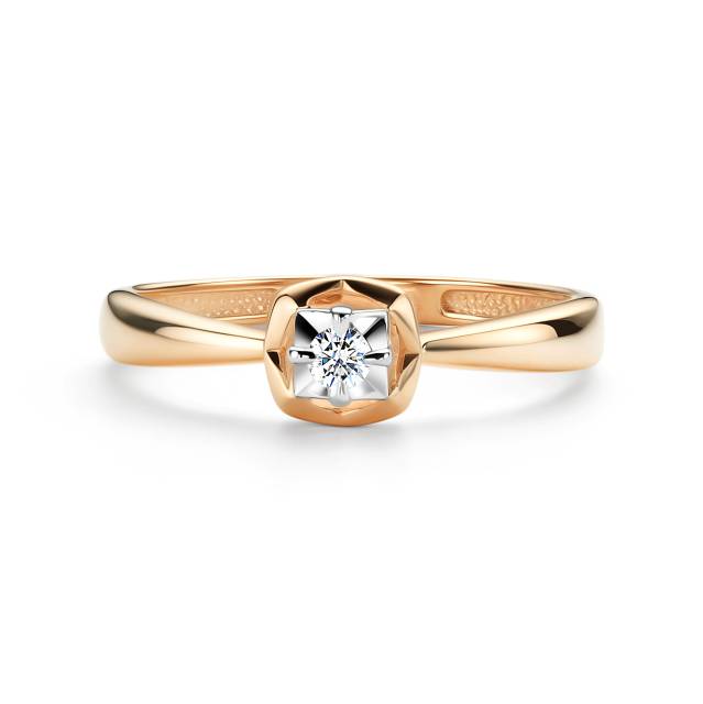 Кольцо из красного золота с бриллиантом (061545)