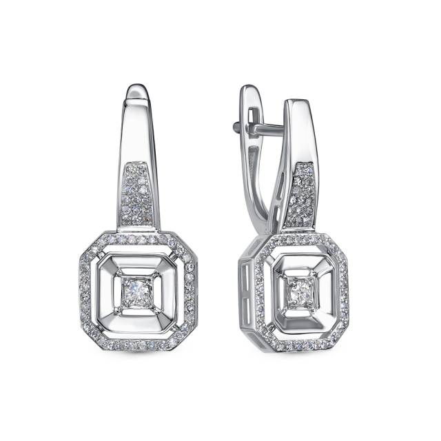 Серьги из платины с бриллиантами (058389)