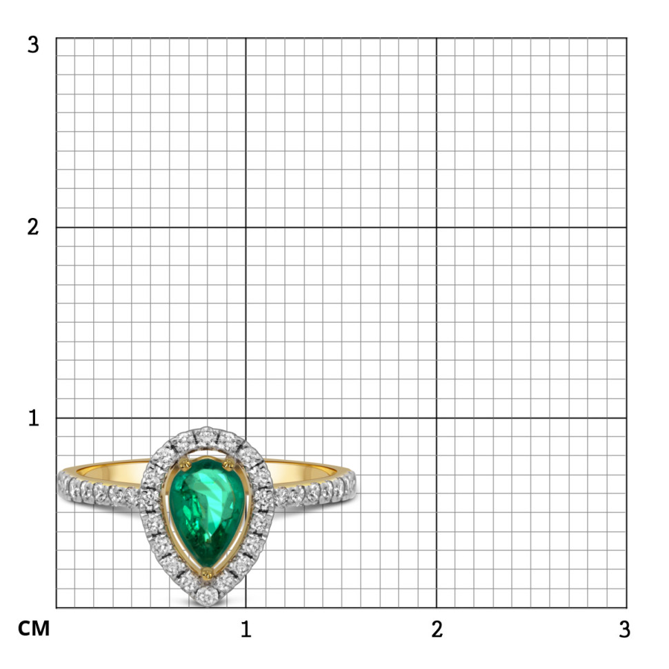 Кольцо из жёлтого золота с бриллиантами и изумрудом (060291)