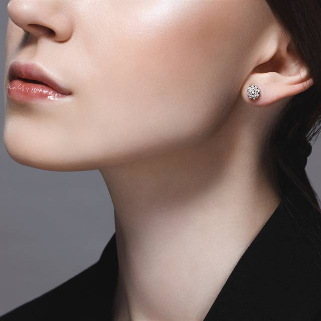 Серьги пусеты-трансформер из белого золота с бриллиантами (046769)