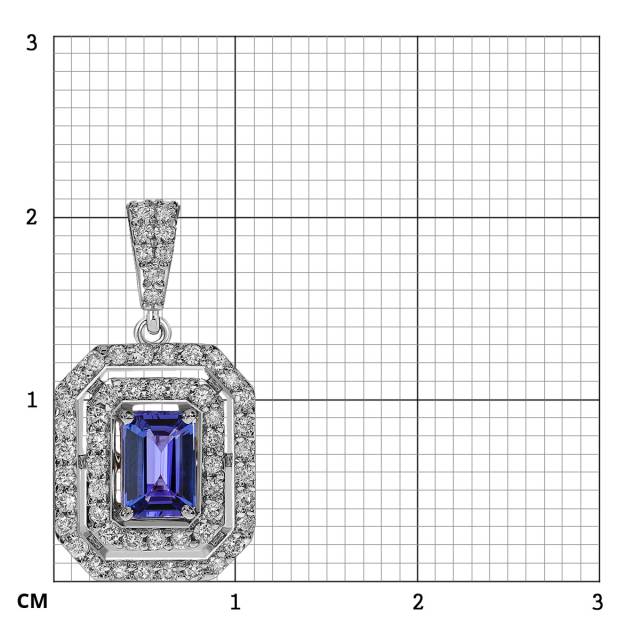 Кулон из белого золота с бриллиантами и танзанитом (061569)