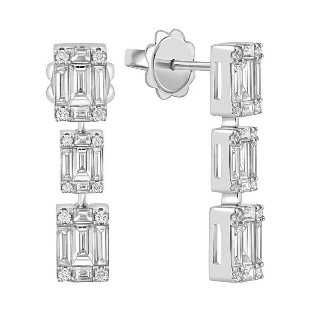 Серьги из белого золота с бриллиантами (047296)