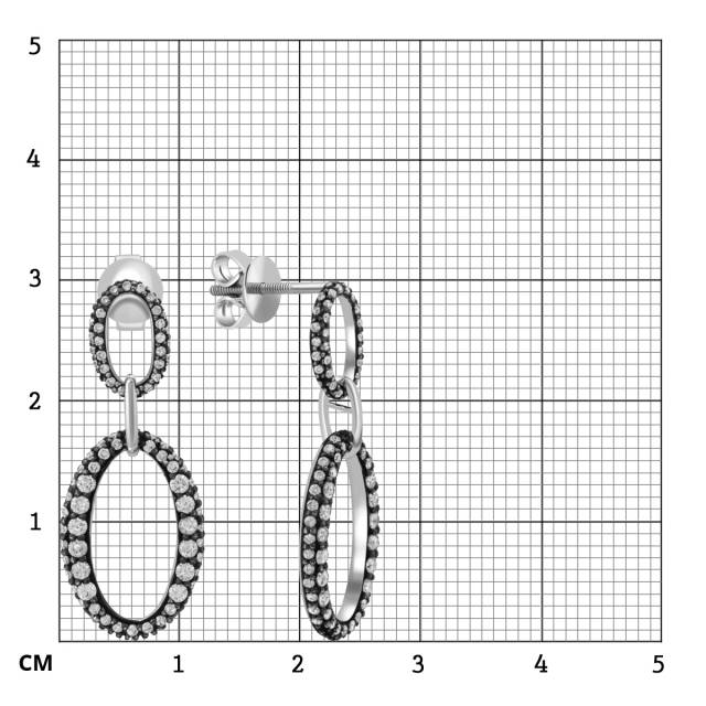Серьги пусеты из белого золота с бриллиантами (020459)
