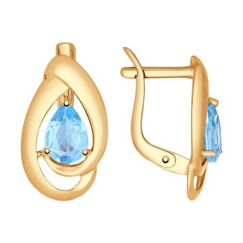 Серьги из красного золота с топазами (027793)