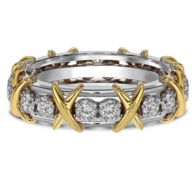 Кольцо из комбинированного золота с бриллиантами (044904)