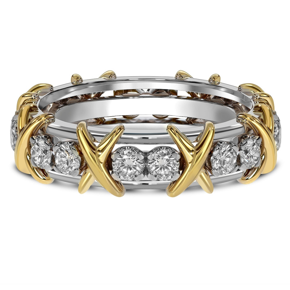 Кольцо из комбинированного золота с бриллиантами (044904)