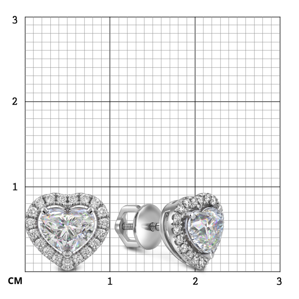 Серьги пусеты из белого золота с бриллиантами 
