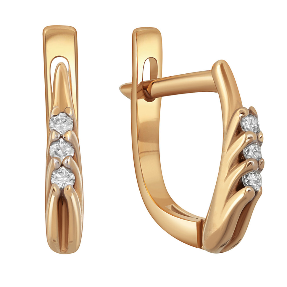 Серьги из красного золота с бриллиантами (048505)