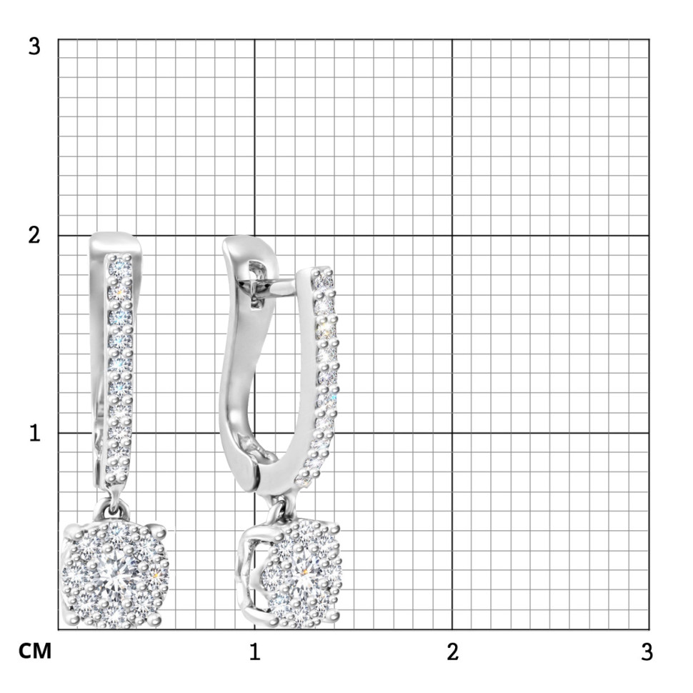 Серьги из белого золота с бриллиантами (050668)