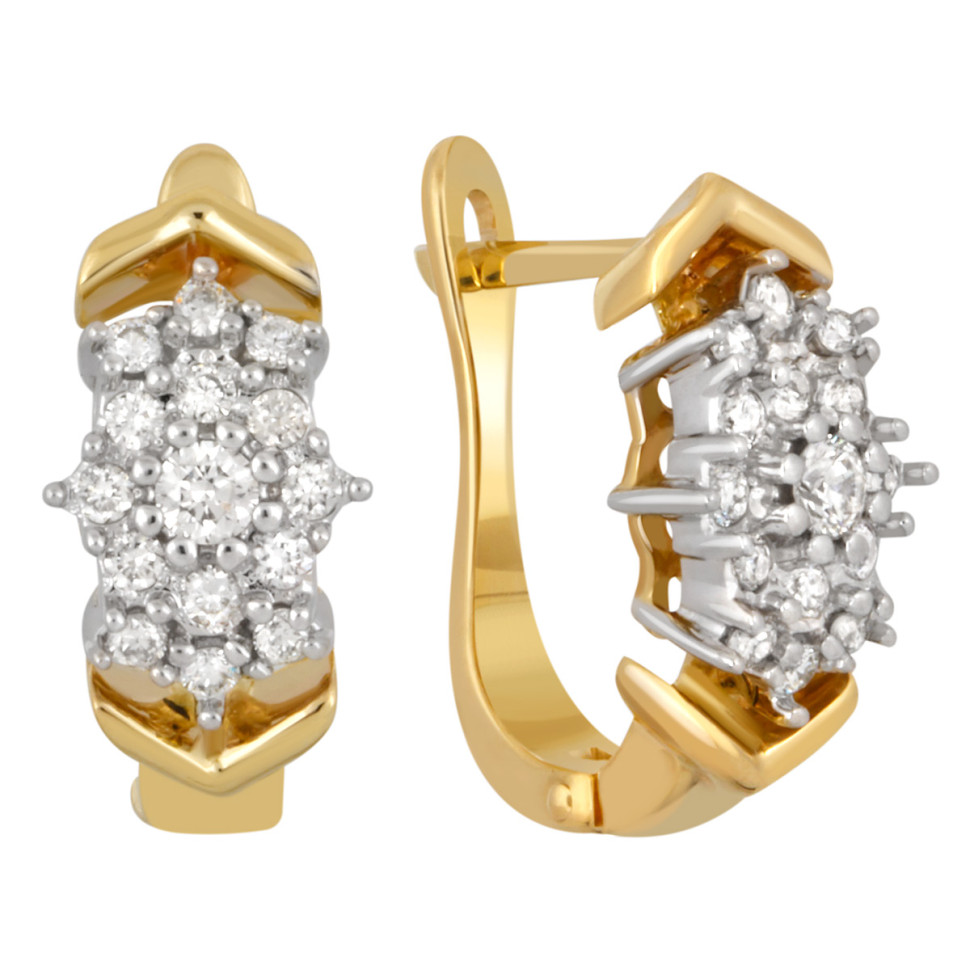 Серьги из комбинированного золота с бриллиантами (039634)