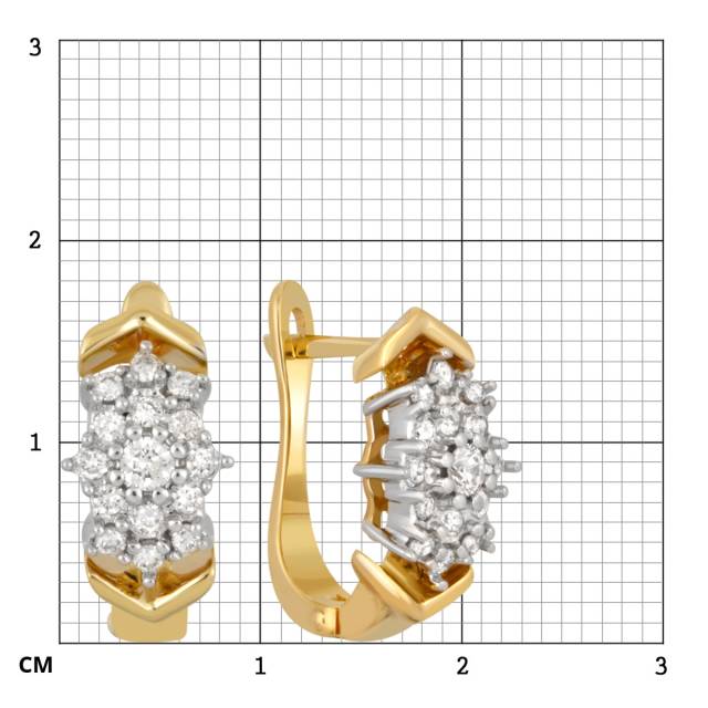 Серьги из комбинированного золота с бриллиантами (039634)