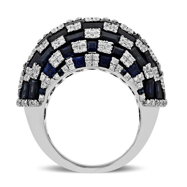 Кольцо из белого золота с бриллиантами и сапфирами (019979)