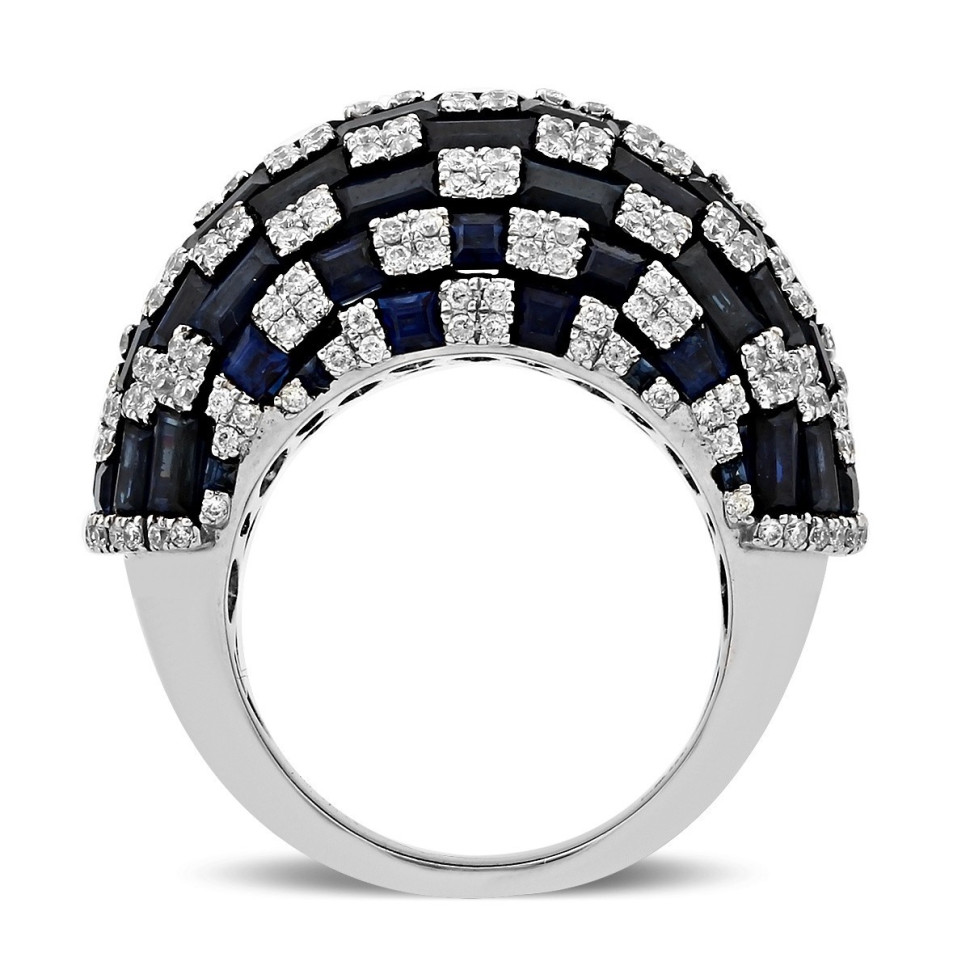 Кольцо из белого золота с бриллиантами и сапфирами (019979)