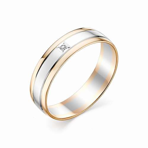 Обручальное кольцо из комбинированного золота с бриллиантом (033020)