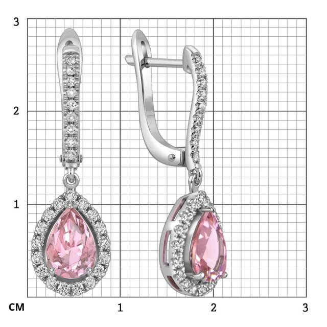 Серьги из белого золота с бриллиантами и морганитами (059442)