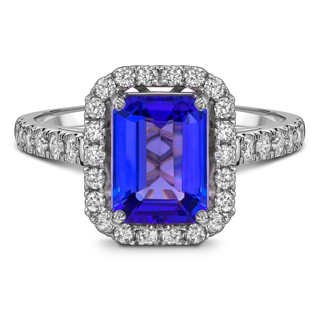 Кольцо из белого золота с бриллиантами и танзанитом (055105)