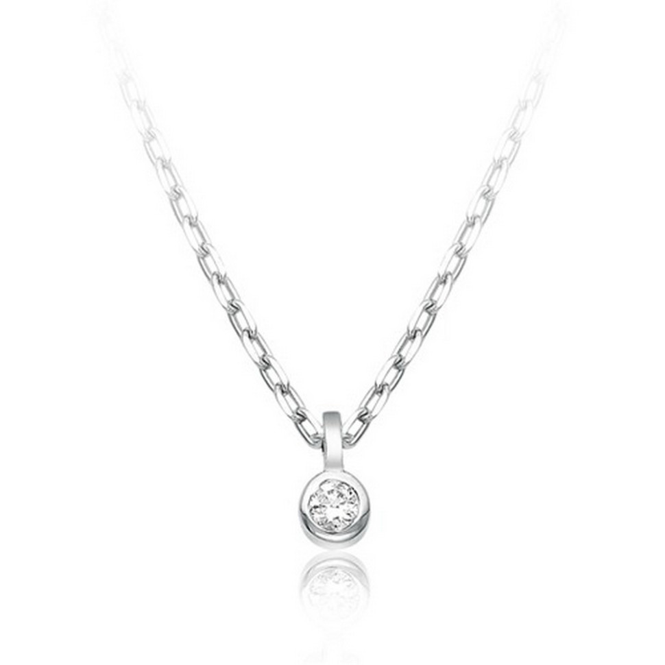 Колье из белого золота с бриллиантом (031238)