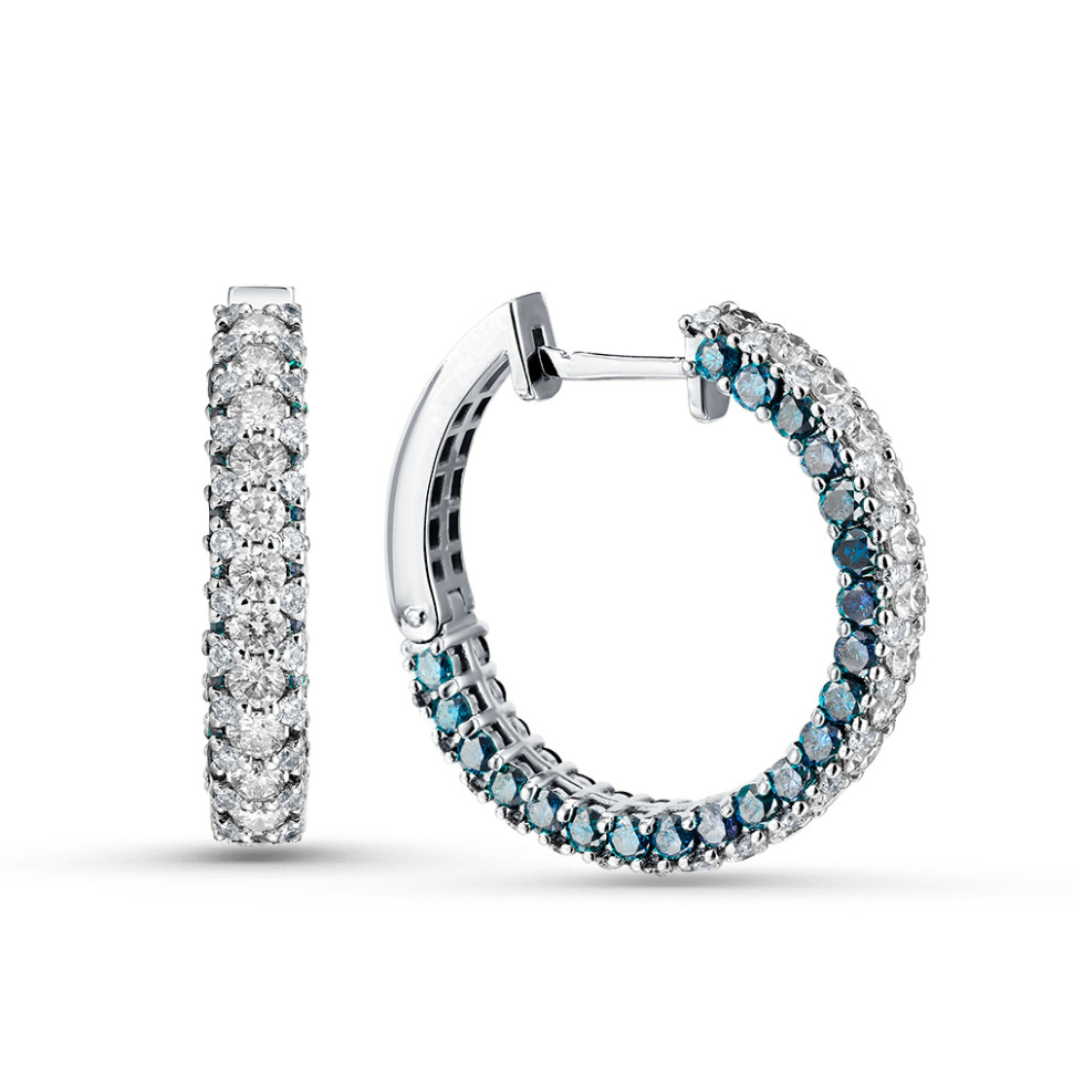 Серьги конго из белого золота с бриллиантами (055027)