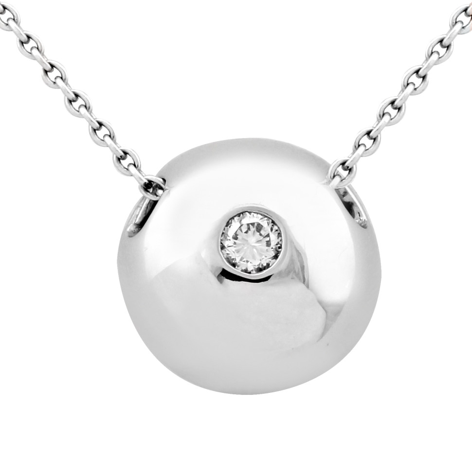 Колье из белого золота с бриллиантом (020033)