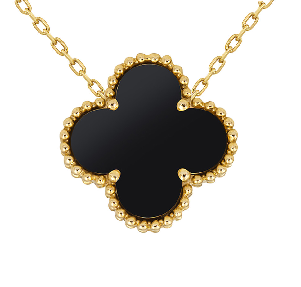 Колье из жёлтого золота с ониксом (057834)