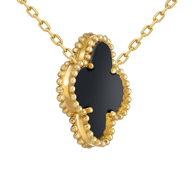 Колье из жёлтого золота с ониксом (057834)