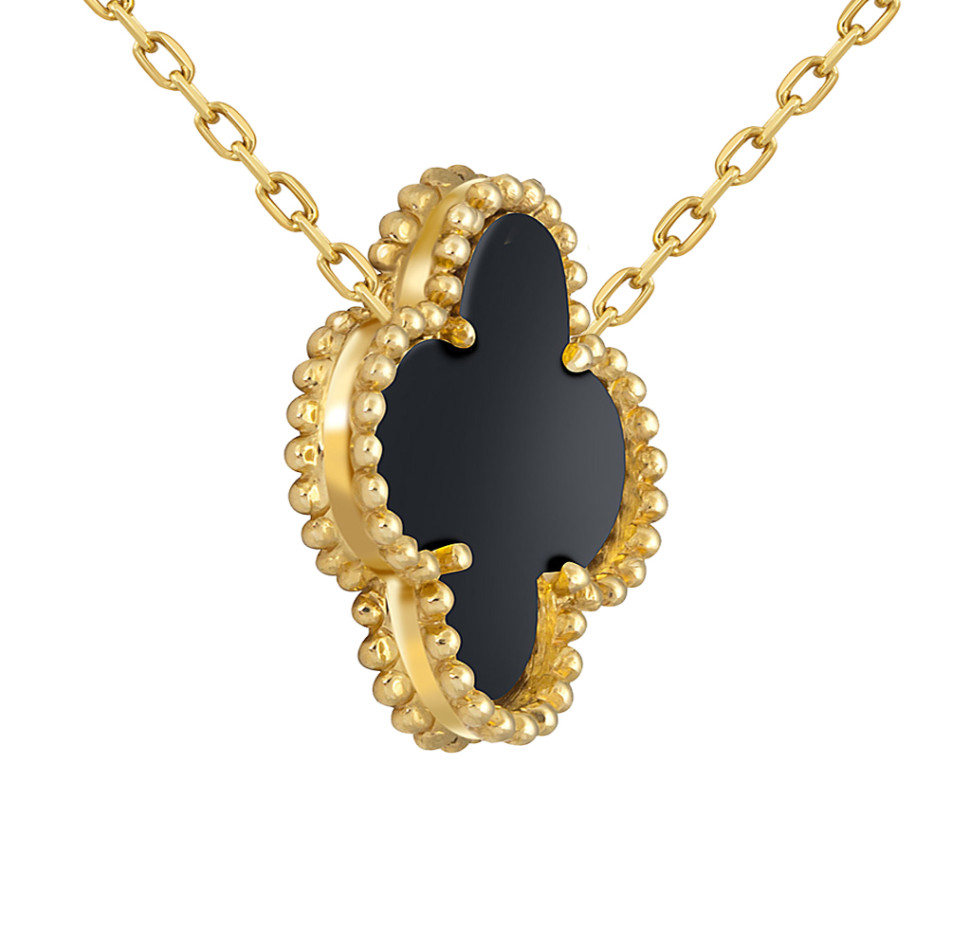 Колье из жёлтого золота с ониксом (057834)
