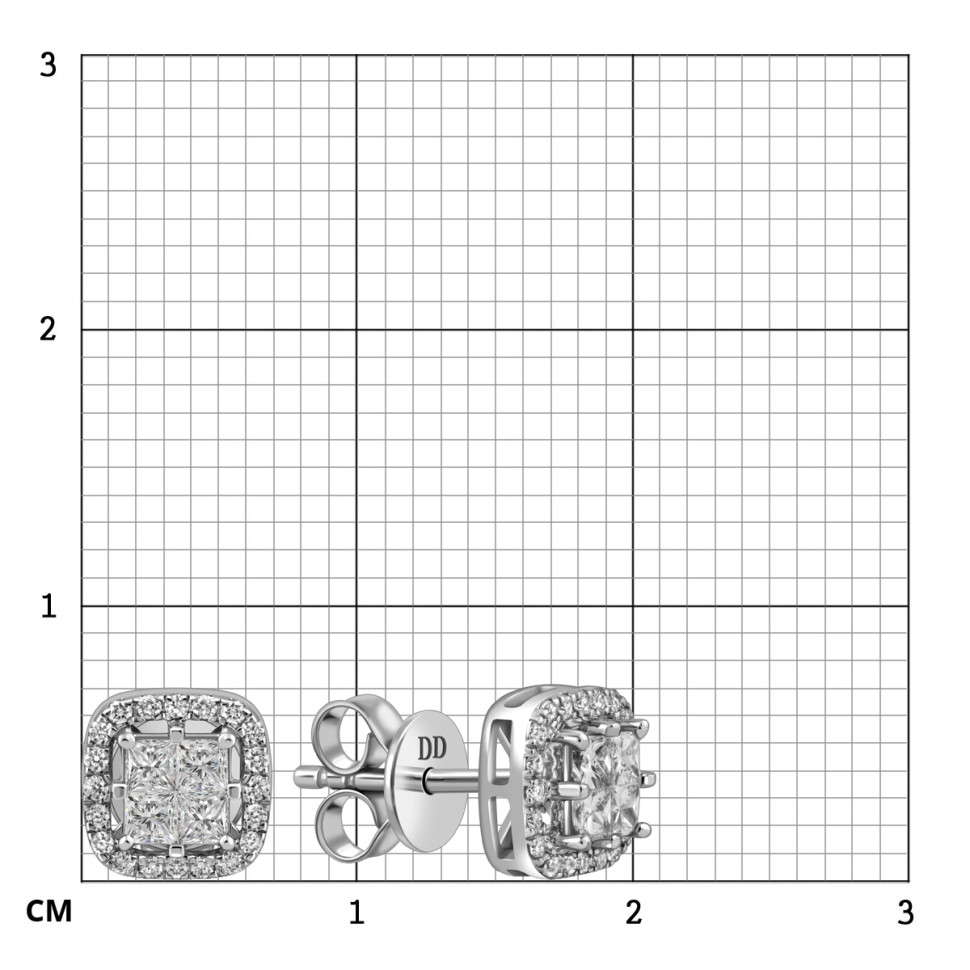 Серьги пусеты из белого золота с бриллиантами (057774)