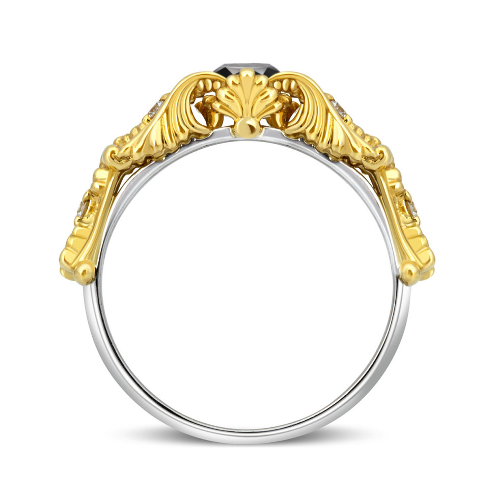 Эксклюзивное помолвочное кольцо из платины и золота с бриллиантами (046744)