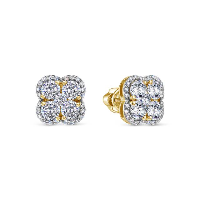 Серьги пусеты из жёлтого золота с бриллиантами (054743)