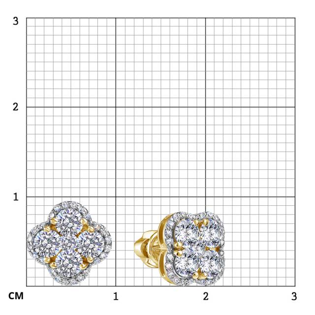 Серьги пусеты из жёлтого золота с бриллиантами (054743)