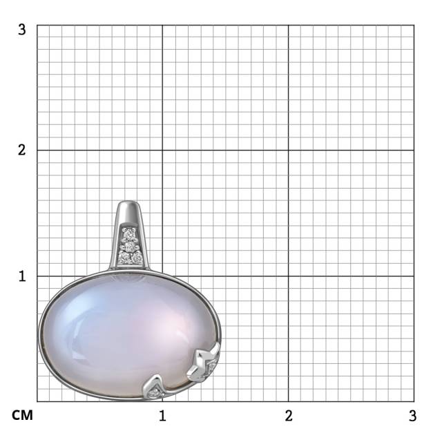 Кулон из белого золота с бриллиантами и халцедоном (021418)