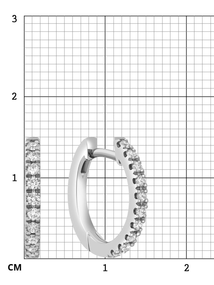 Серьги конго из белого золота с бриллиантами (042542)