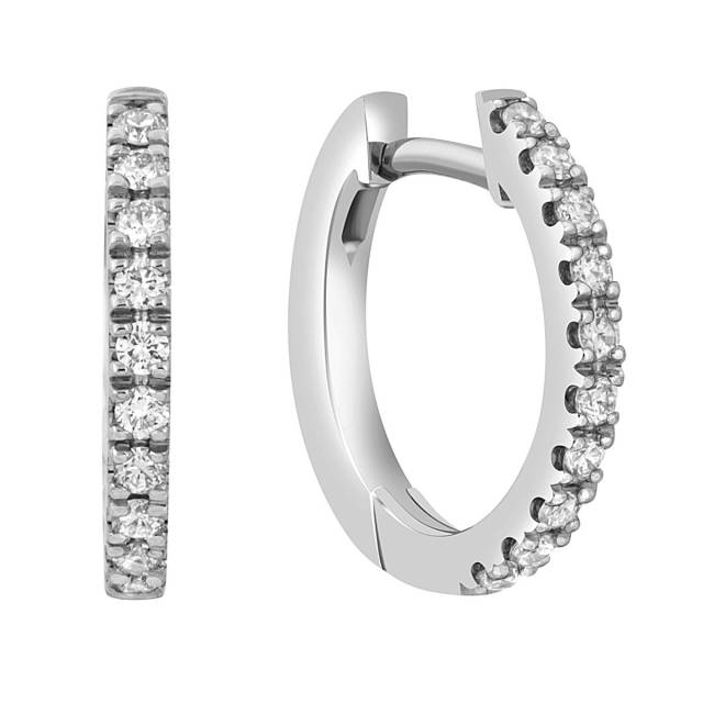 Серьги конго из белого золота с бриллиантами (042542)