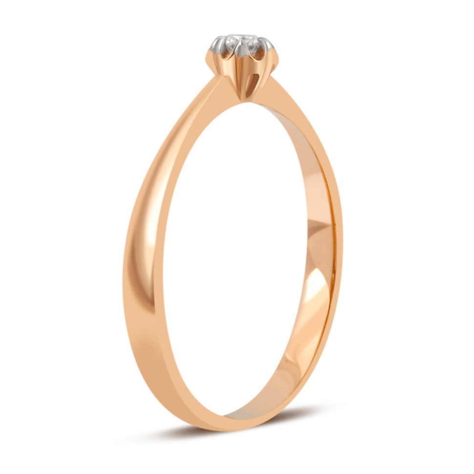 Помолвочное кольцо из красного золота с бриллиантом (032757)
