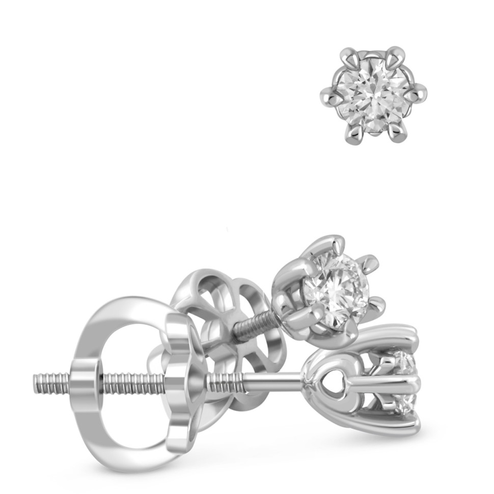 Серьги пусеты из платины с бриллиантами (048406)