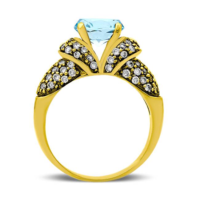 Кольцо из жёлтого золота с бриллиантами и топазом (017533)