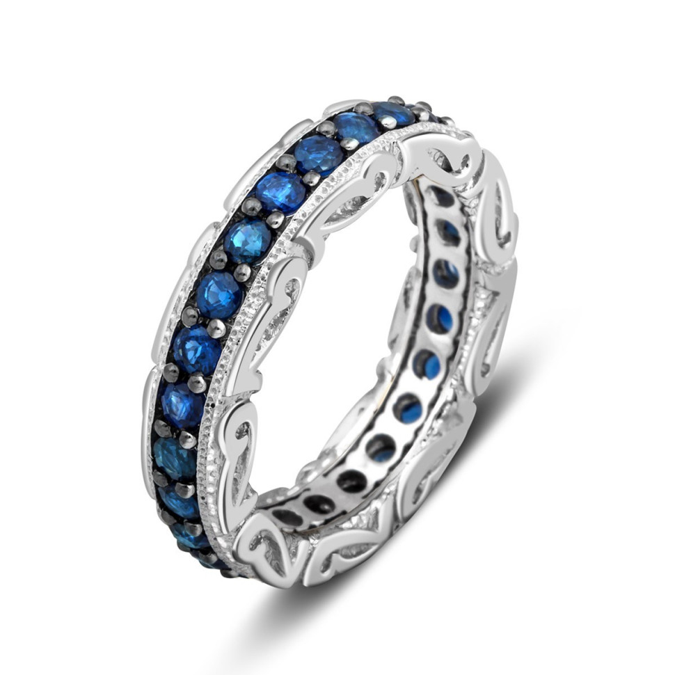 Кольцо из белого золота с сапфирами (060345)