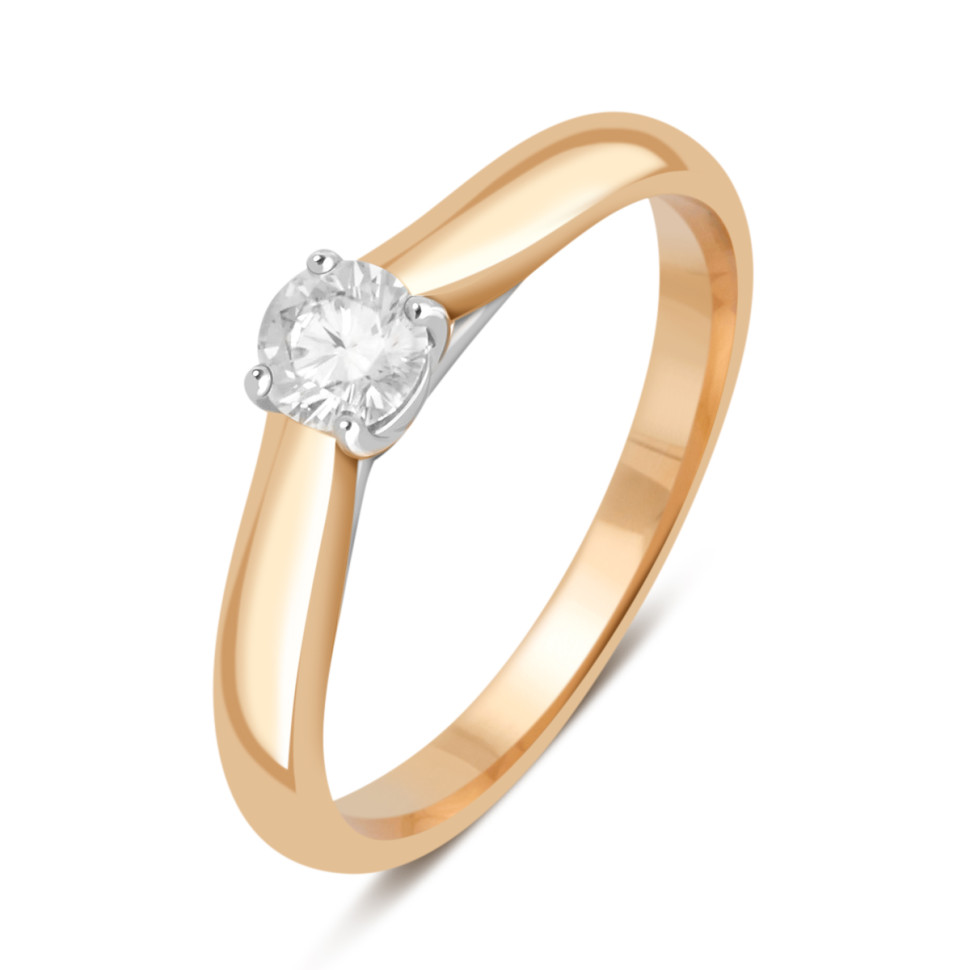 Помолвочное кольцо из комбинированного золота с бриллиантом (060554)