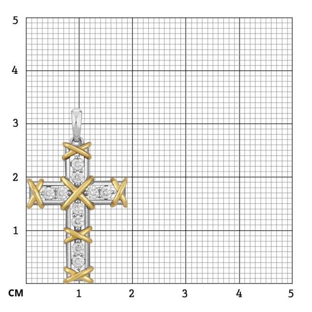 Кулон крест из комбинированного золота с бриллиантами (045934)