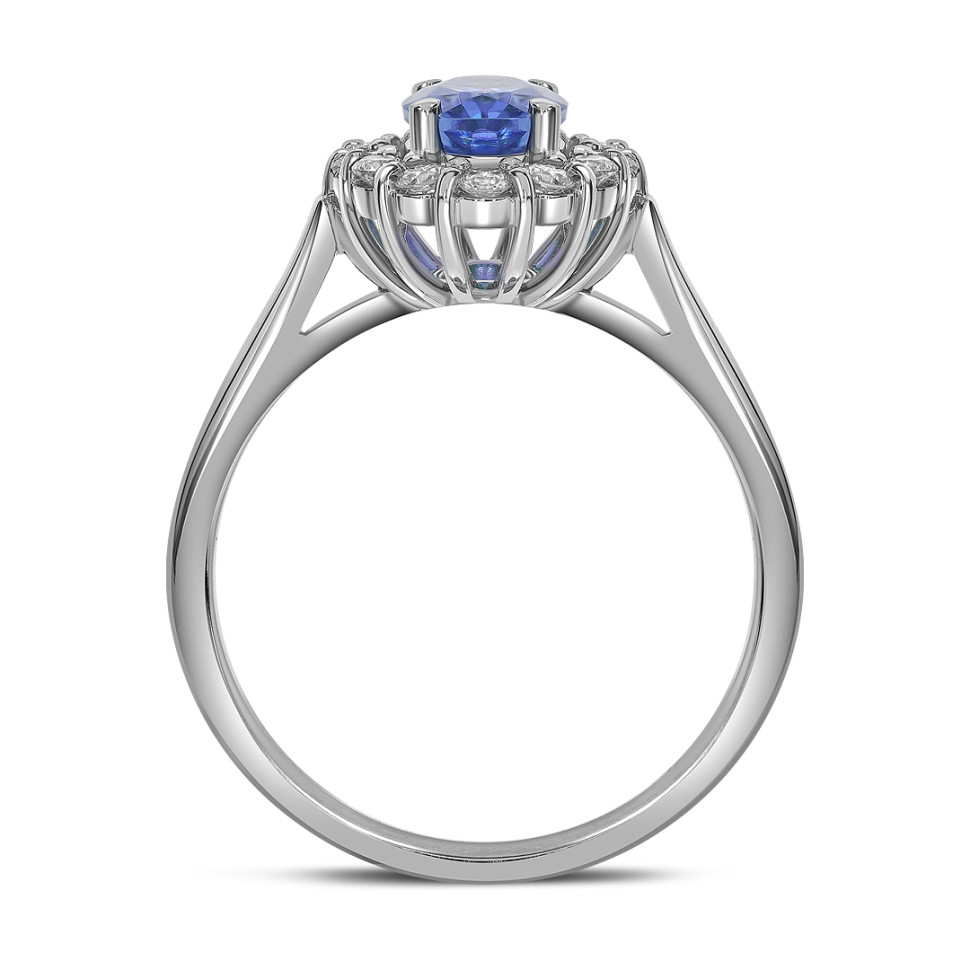 Кольцо из белого золота с бриллиантами и танзанитом (061603)