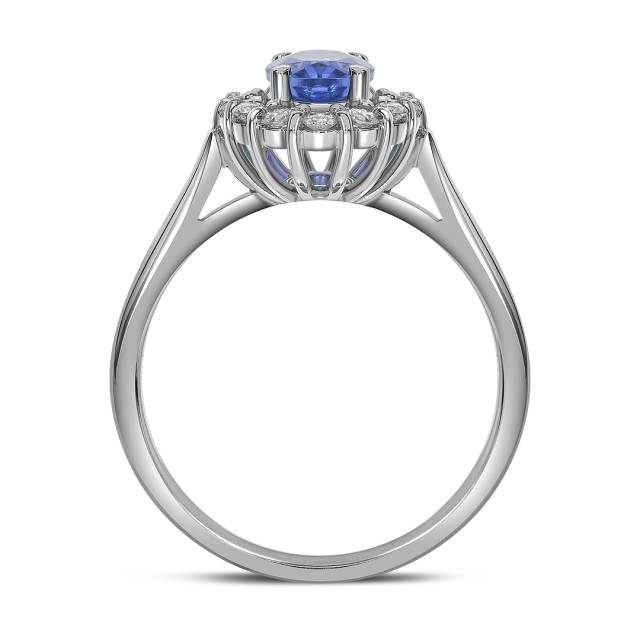 Кольцо из белого золота с бриллиантами и танзанитом (061603)