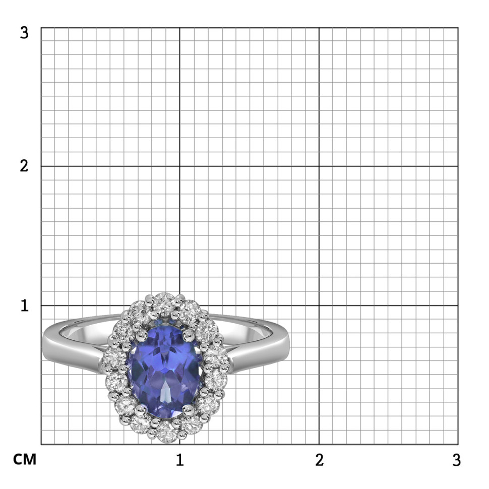 Кольцо из белого золота с бриллиантами и танзанитом (061603)