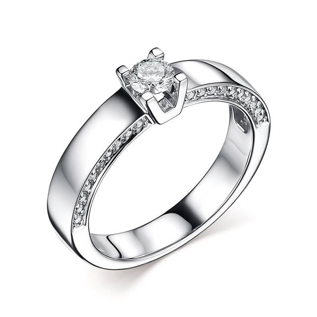 Помолвочное кольцо из белого золота с бриллиантами (057716)