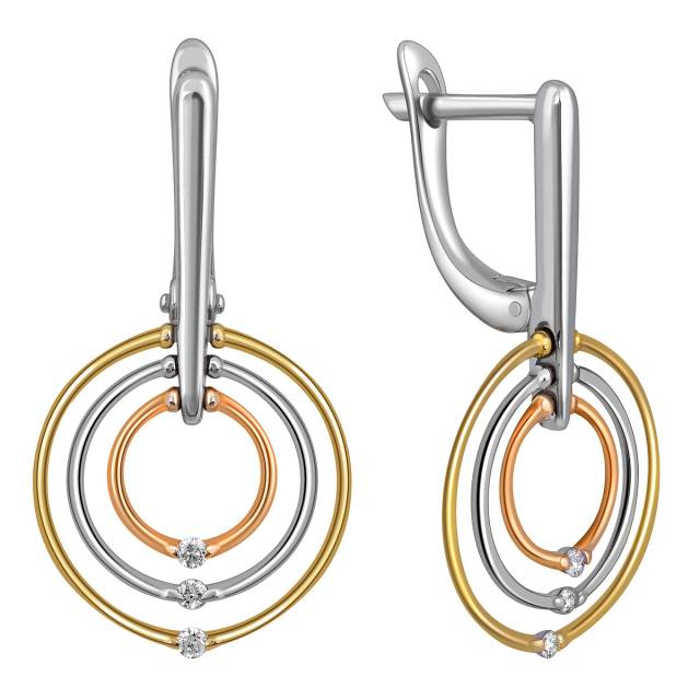 Серьги из комбинированного золота с бриллиантами (047278)