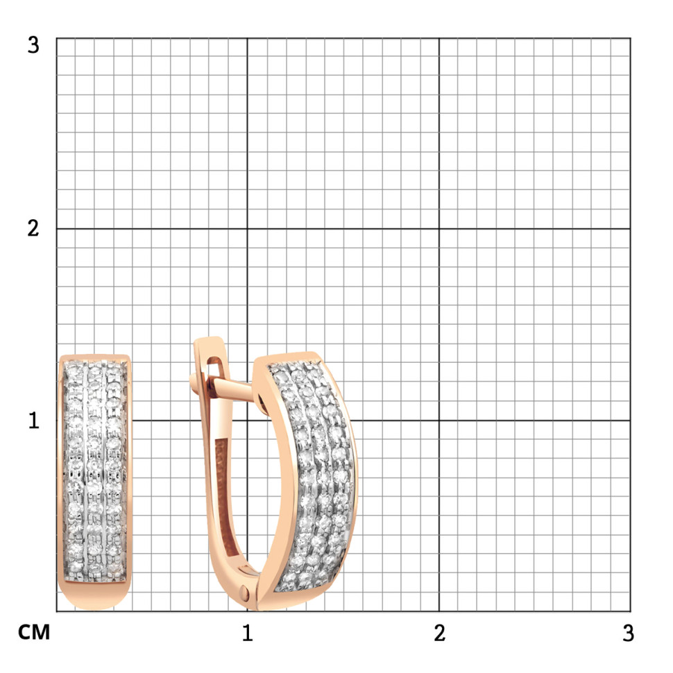 Серьги из красного золота с бриллиантами (024025)