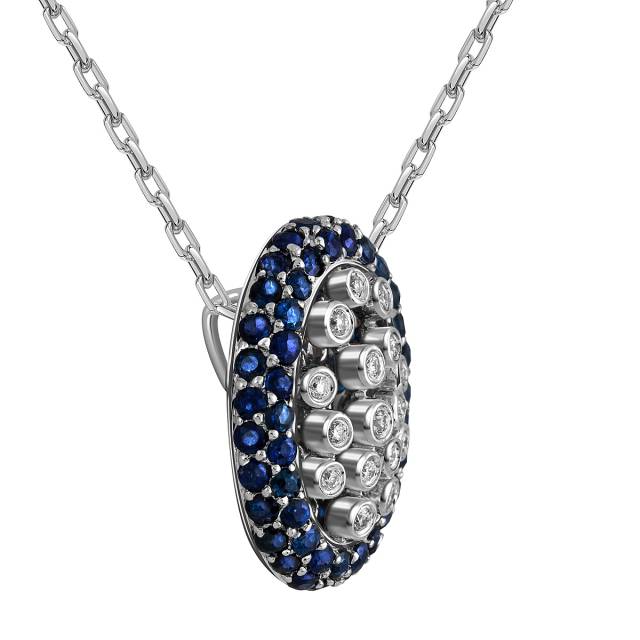 Колье из белого золота с бриллиантами и сапфирами (063571)